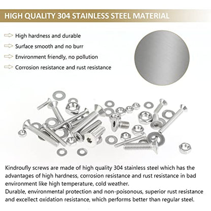 1285 Pieces M2 M2.5 M3 M4 Countersunk Head Socket Cap Screws Nuts Washers Assortment Kit, 304 Stainless Steel, Fully Machine Thread - size: M2 M2.5 M3 M4, style: Countersunk Head Socket Cap
