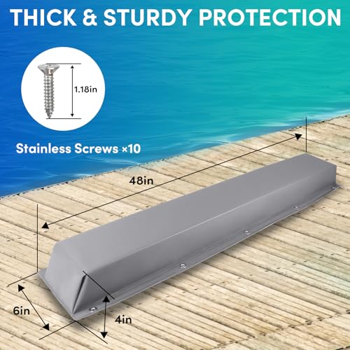 ORLANG 36"/48"/59"/72" Dock Bumpers,Dock Fenders with Stainless Steel Screws,Boat Dock Bumpers,Dock Post Bumper for Docking Edges, Piling, Vertical Poles, Horizontal Decks or Piers(Multiple Colors) - color: Grey, style: 48 In-1Pack