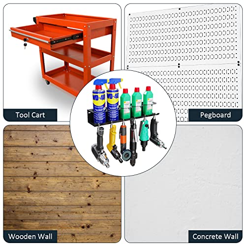 UNITEDPOWER Pneumatic Tool Holder/Aerosol Rack Combo, Wall Mounted Spray Can Bottle Holder, Air tool organizer, for Garage and Workspace, 5 Cans and 6 slots - style: Air Tool Holder-Basic