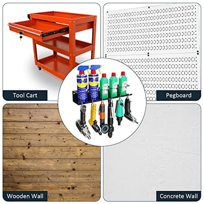 UNITEDPOWER Pneumatic Tool Holder/Aerosol Rack Combo, Wall Mounted Spray Can Bottle Holder, Air tool organizer, for Garage and Workspace, 5 Cans and 6 slots - style: Air Tool Holder-Basic