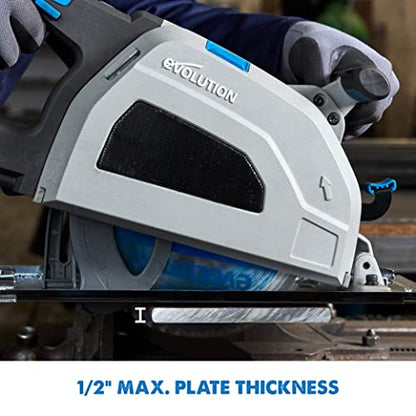Evolution S210CCS Metal Cutting Circular Saw | 8-1/4" Blade | Cuts Steel Clean & Cool | Adjustable 3" Depth | Chip Collector | No Heat Burr or Sparks | High Torque Motor | TCT Blade Included - size: 8-1/4"