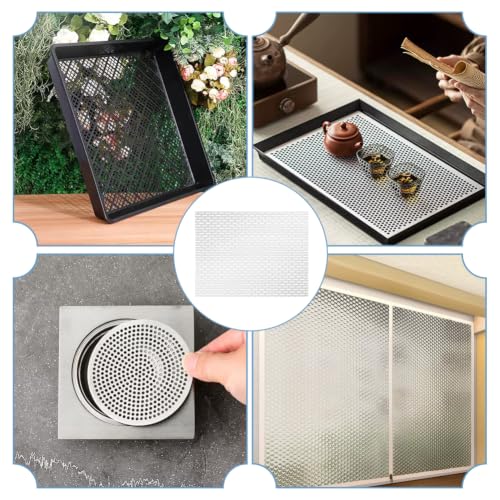 PH PandaHall 1pcs Perforated Metal Sheets Aluminum Perforated Sheet, 16x12 inch Expanded Metal Mesh Opening Oblong Holes for Ventilation Grill Industrial Protection DIY Decoration
