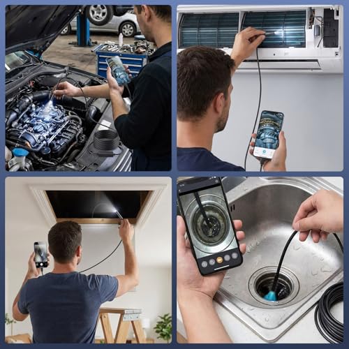 Endoscope Camera with Light-1920P HD Borescope 8mm Miniature Camera Head - size: 16.4FT-SL