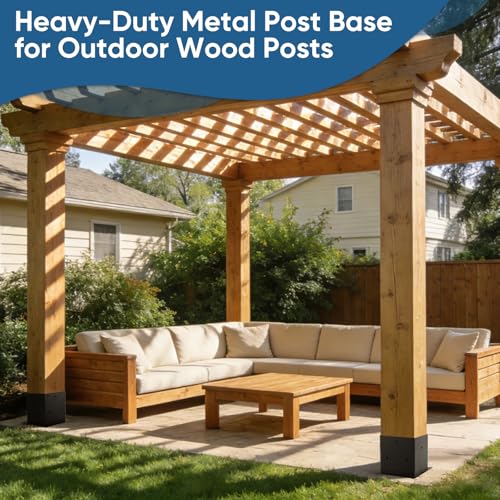 4x6 Post Base, Heavy Duty Post Bracket, Steel, Wood/Concrete, 2 Pcs - size: 4×6