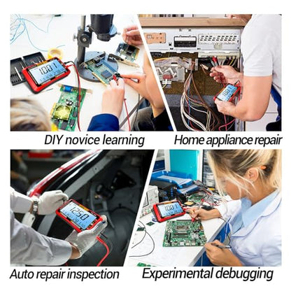 ANENG Digital Multimeter Tester,4000 Counts Voltage Tester,Auto-Ranging TRMS Volt Meter,Large LCD Ohm Meter Measures AC/DC Current,Voltage,Resistance, Diode,Continuity,Capacitance,Temperature(Red) - style: 613 Red Large Screen