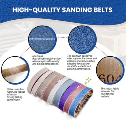 60PCS 3/4 x 12 Inch Sanding Belts, Replacement Belts for Knife Sharpeners - size: 12x3/4 inch