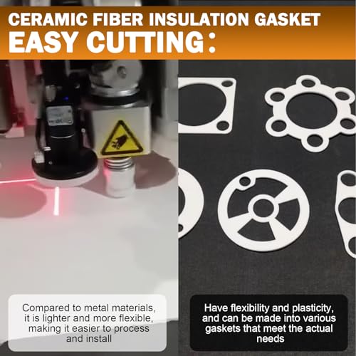 High Temperature Gasket Paper, Ceramic Fibre Furnace Gasket Material Insulation Fireplace Sheet for Pellet Stove, Wood Stove, Boiler, Furnaces, Kiln, Forge DIY Exhaust Gasket, 7"x 10"x1/8"Thick, 8 Pcs