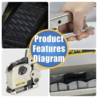 Packaging Metal Steel Strapping Banding Tool Machine for Steel Strap Integrates Functions of Tensioner Crimper and Cutter Sealless Combination (NYJSG-3/4") - style: NYJSG-3/4"