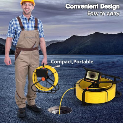 Drain Sewer Camera 100FT,1080P 32GB DVR,Waterproof IP68,JQKJCAM 23MM Plumbing Sewer Inspection Camera Snake w/12 Brighter Lights,4.3'' 360°Rotate Screen,Meter Mark,Portable for Pipe Sewer line Scope - size: 30 m, style: 23 mm 4.3DVR