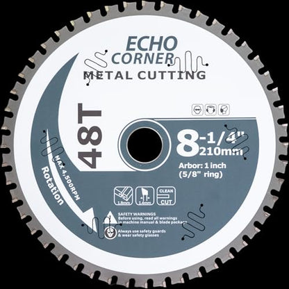 8-1/4" (1" Arbor) Metal Cutting Saw Blade, TCG Cermet Carbide 48-Tooth - style: Metal Ferrous