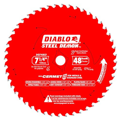 Diablo Steel Demon Cermet II Saw Blade - 7-1/4" Diameter, 48 TCG Teeth - size: 7-1/4", style: 48 TCG
