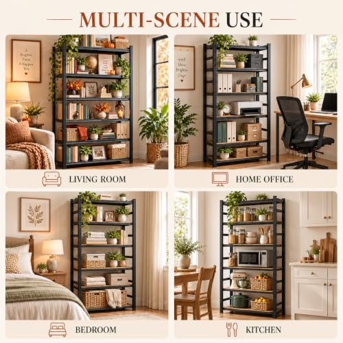 Metal Book Shelf, Adjustable Tall Bookcase, No Assembly Storage Shelves - size: 4Tier-35.4"Wx 15.7"Dx 54.3"H