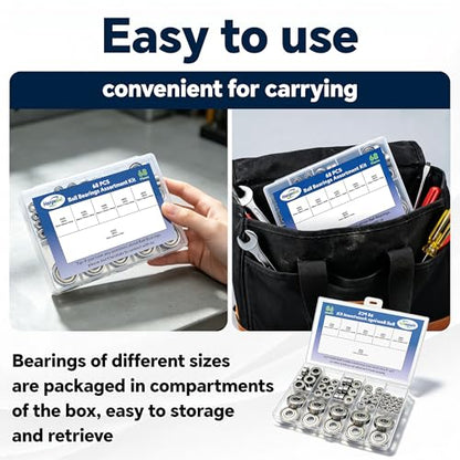 68 Pcs Ball Bearings Assortment Kit 693ZZ/ 623ZZ/ 624ZZ/ 685ZZ/ 687ZZ/ 627ZZ Roller Bearings, Small Bearings Carbon Steel Deep Groove Bearing, for Furniture Wheel, Roller Skates, 3D Printing