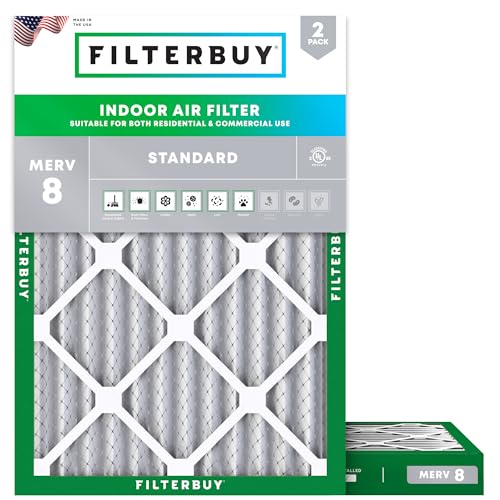 Filterbuy 10x14x2 Air Filter MERV 8 Dust & Allergy Defense (2-Pack) - size: 10x14x2