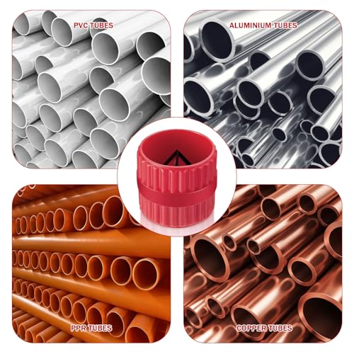 Pipe Reamer Deburring Tool, Inner & Outer for Copper PVC Brass Tubes Red - color: Red