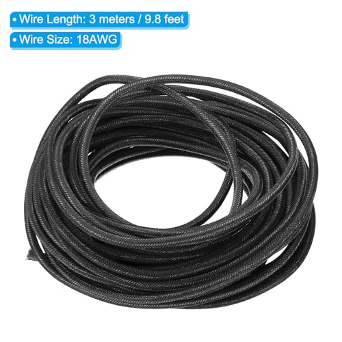 PATIKIL 9.8Ft 18AWG Electronic Wire, -30 to 200 Degrees Celsius Insulated High Temperature Resistant Electrical Flexible Silicone Cable for Lamp Boiler Heater, Black - color: Black, size: 18AWG