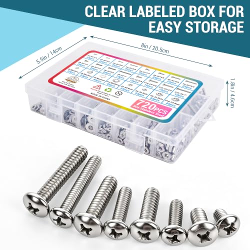 Stainless Steel 304 Hex Flange Bolt Kit (720PCS) - size: 720PCS