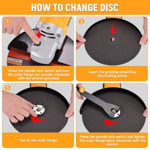 Hoteche 9-Inch Angle Grinder 3-HP Grinding and Cutting Tool Fits 7/8" Hole Size Wheels with Rotatable Handle and Lock-On Switch - size: 9-Inch 3-HP