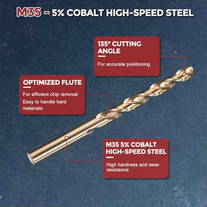 5pcs Drill Bit 7.5mm Diameter M35 5% Cobalt HSS for Metal - size: 7.5mm