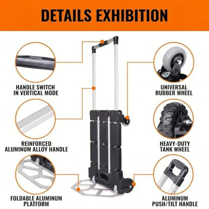 Upgraded 3-in-1 Folding Hand Truck, 500 lbs Capacity Heavy Duty Convertible Dolly Cart with Rubber Wheels, Collapsible Hand Truck with Telescopic Handle, Suitable for Moving, Stair Climbing