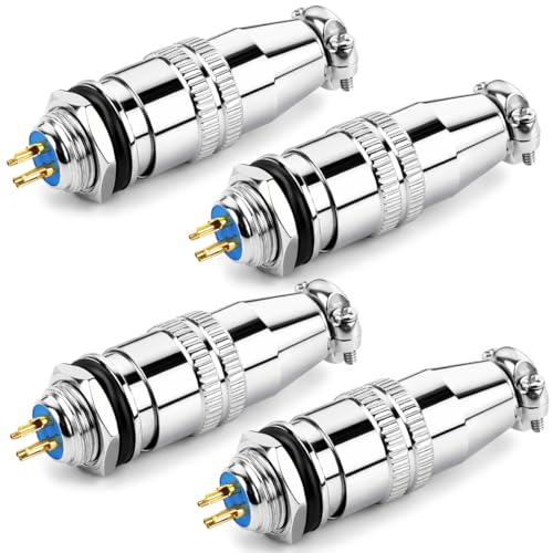 CLYXGS [4 Pack] XS10 Aviation Connector Plug & Socket, 4 Pin, Quick Push-Pull Ball Detent Locking, 10mm Panel Cutout, 6A 250V Industrial Metal Wire Connector Adapter (XS10-4P) - style: XS10-4
