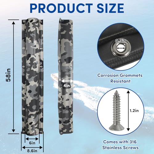 Dock Bumper,Semicircle Dock Bumper Guard with Stainless Steel Screws,Boat Dock Bumper,Dock Bumpers Marine for Docking Edges, Piling, Vertical Poles, Horizontal Decks or Piers(2Size,4Color) - color: Camo Grey, size: 58Inch-2Pack
