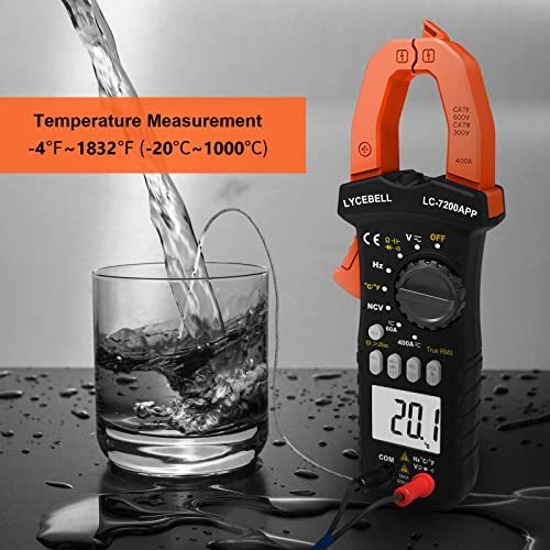 6000 Counts Clamp Meter & Bluetooth APP, Digital AC DC Volt Current Meter