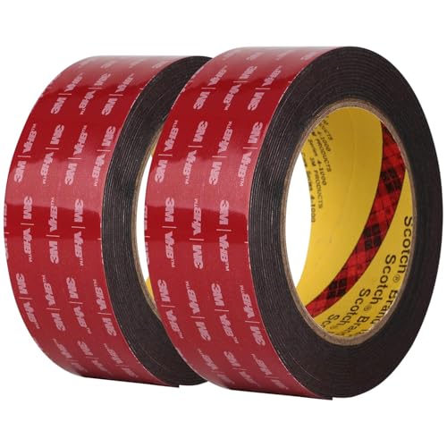 3M 5925 Double Sided Mounting Tape, 2 Pack Black Foam Tape - size: 2" × 10ft