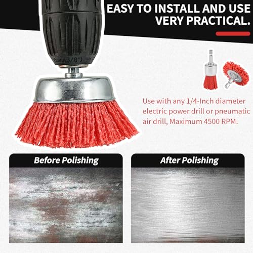 Nylon Abrasive Wire Cup Brush Wheel Set 5Pack , Drill Attachments