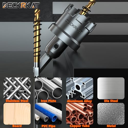 DECKRKAT 2-7/8" TCT Hole Saws for Hard Metal, Heavy Duty 73mm Tungsten Carbide Tipped Hole Cutters Set with Spring-Loaded Pilot Drill Bits for Stainless Steel, Metal, Iron, and Plastic. - size: 2-7/8" (73mm)