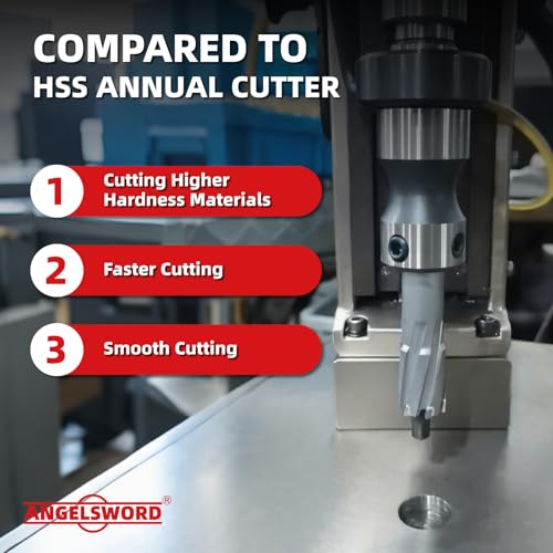 ANGELSWORD TCT Annular Cutter Diameter 9/16", Cutting Depth 1-3/8" Tungsten Carbide Tipped, Mag Drill Bits Kit for Magnetic Drill Press, with One 1/4"*3.5" Pilot Pin - size: C. 9/16“, style: TCT 1-3/8" Cut Depth