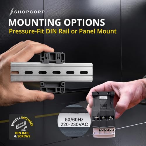 3 pole Contactor 30 Amp Normally Open IEC 660V Switch, Auxiliary 1NO/1NC - 220 / 240VAC Coil Inductive 32A and Resistive 50A, AC Contactor | Includes DIN Rail and Phillips Screws - style: 30A 220V - 1 Pack + Riel