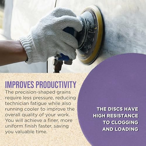 Dura-Gold Premium 320 Grit 6" Purple Film Ceramic Sanding Discs, Box of 50 - style: 320 Grit
