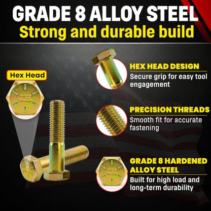 Chenango Supply 5/8-11 x 3 Grade 8 Hex Head Cap Screws - size: 5/8-11 x 3" Hex Bolt