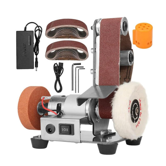 3-In-1 Mini Belt Sander, Adjustable Speed Electric Bench Grinder Sanding Machine, Table Top Grinder Polisher for DIY Craft Wood Stained Glass Jewelry Making Bench Grinder - size: 15x12x18cm/5.9x4.72x7.09in