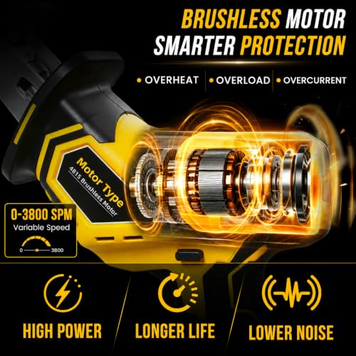 Brushless Cordless Reciprocating Saw for Dewalt 20V Battery (Tool only)
