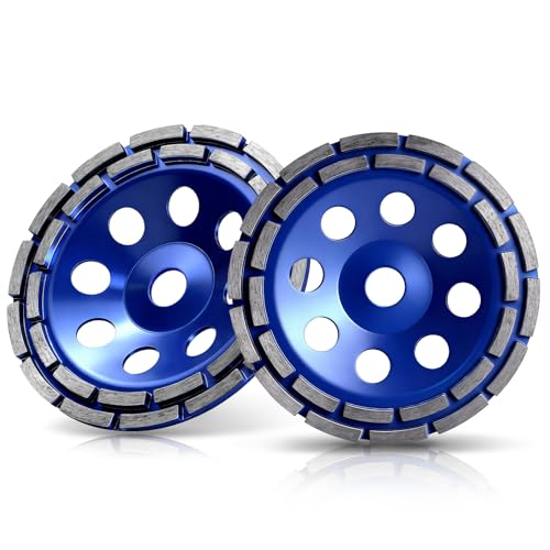 4 Inch Diamond Concrete Grinding Wheels, Double Rows 16 Turbo Segments for Polishing and Grinding Concrete, Stone, and Masonry, Fits 3/4'' Arbor Diamond Cup Wheel Angle Grinder Wheels (2 Pack) - size: 2 Pack
