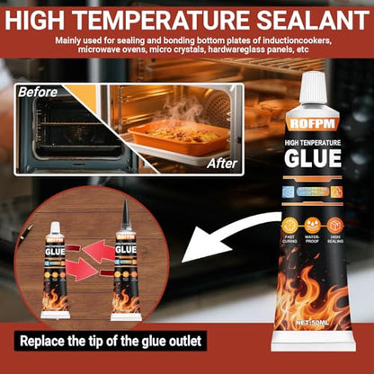 High Heat Silicone Glue Black, 100ml High Temp Resistant Sealant Set - color: Black
