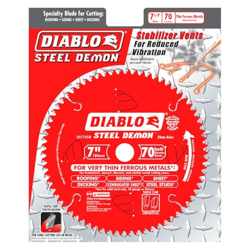 Diablo Steel Demon Saw Blade for Thin Metal - 7" Diameter, 70 TCG Teeth - size: 7", style: 70 TCG
