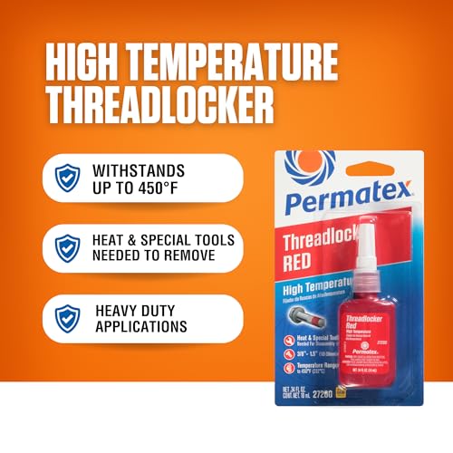 Permatex 27200 Hiigh Temperature Threadlocker Red, 10 ml - size: 10 ml, style: Liquid - High Temperature