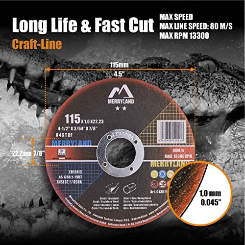 Merryland 50 Pack Cut Off Wheel 4 1/2 inch Cutting Metal Steel Craft-Line - style: 50 PCS