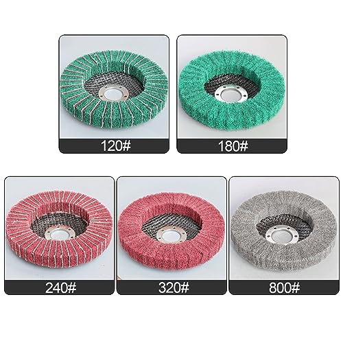 FPPO 5Pcs 4.5" x 7/8" Nylon Fiber Flap Disc Polishing Grinding Wheel,Scouring pad Buffing Wheel for Angle Grinder, Polishing Tools (Grit 320) - style: grit 320