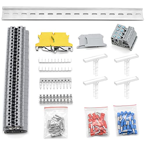 Terminal Block Kit, Rail Type Voltage Terminal, Gray - color: Grey, size: Terminal Block Kit