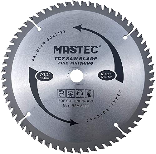 7-1/4 Inch Circular Saw Blade 60 Tooth ATB Anti Kickback Feature for Wood with 5/8-Inch DMK Arbor - size: 7-1/4 Inch 60T