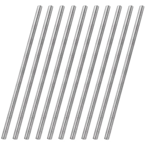 10 Pack M10 x 250mm Fully Threaded Rods, 304 Stainless Steel Threaded Rod, M10-1.5 Threaded Rod Bars Studs, Right Hand Threads, fits for Anchor Bolts, Clamps, Hangers, U-Bolts (2/5" x 10")