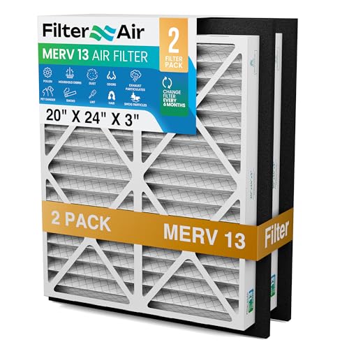 Filter X Air - 20x24x3 MERV 13 Pleated Air Filters Replacement Compatible with Zephyr VGF Series Whole House Return Grille Filter - 2 Pack Home Air Filter 20”x24”x3” - size: 20" x 24" x 3"
