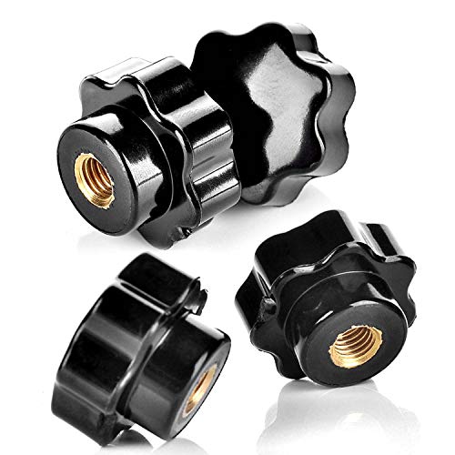 10Pcs M6 7 Star Knob Knurled Thread Clamping Knob, Star Shape Hand Knobs Black Plastic Screw-On Clamping Star Knob Handle - size: M6, style: Non-Through Hole