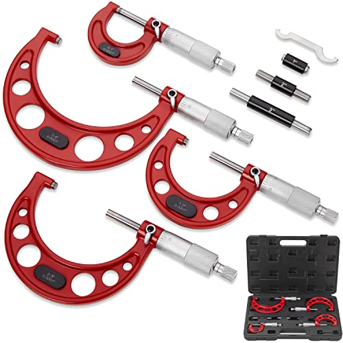 Premium Outside Micrometer Set 0-4" / 0.0001", Red - color: Red