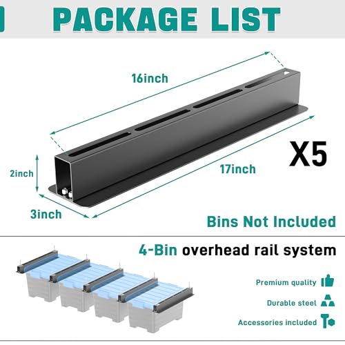 EVERHANGER Ceiling Storage Rack, Heavy Duty Overhead Storage Rack - style: For 4 Bins