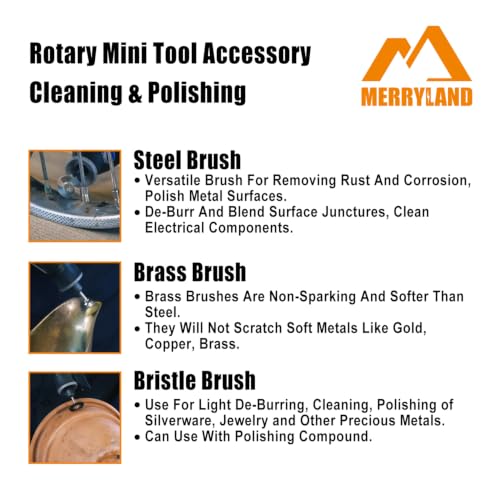 Merryland 72 Pack Wire Brush Steel Brush Wheel Brush for Dremel Mini Brush - size: Wheel Brush